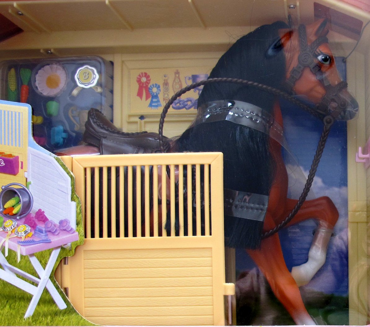 Купить Barbie HORSE RIDING STABLE GIFT SET w HORSE, STABLE & More