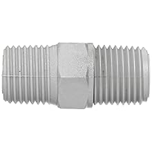 Tefen Nylon 6/6 Pipe Fitting, Hex Nipple, Gray, NPT Male