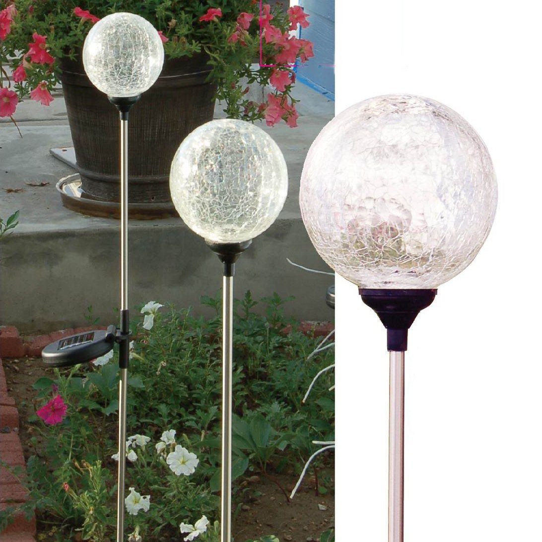 Solaration174; Crackle Glass Globe Solar Lawn Light, 3.5" Dia (3 Pack)