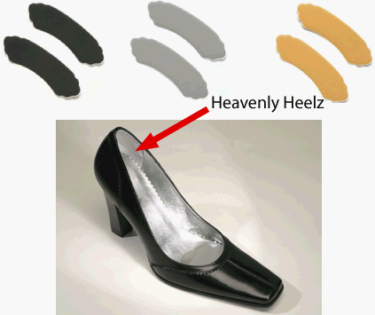 Heavenly-Heelz - Back of the Heel Cushions - Stop Heels from Slipping Out of Shoes by Foot Petals in Black, Buttercup or Silver