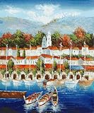 Art Reproduction Oil Painting - Mediterranean Scenes: Rendezvous - Standard 20x24 - Hand Painted Canvas Art