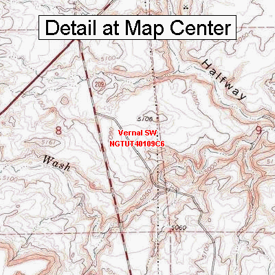 USGS Topographic Quadrangle Map - Vernal SW, Utah