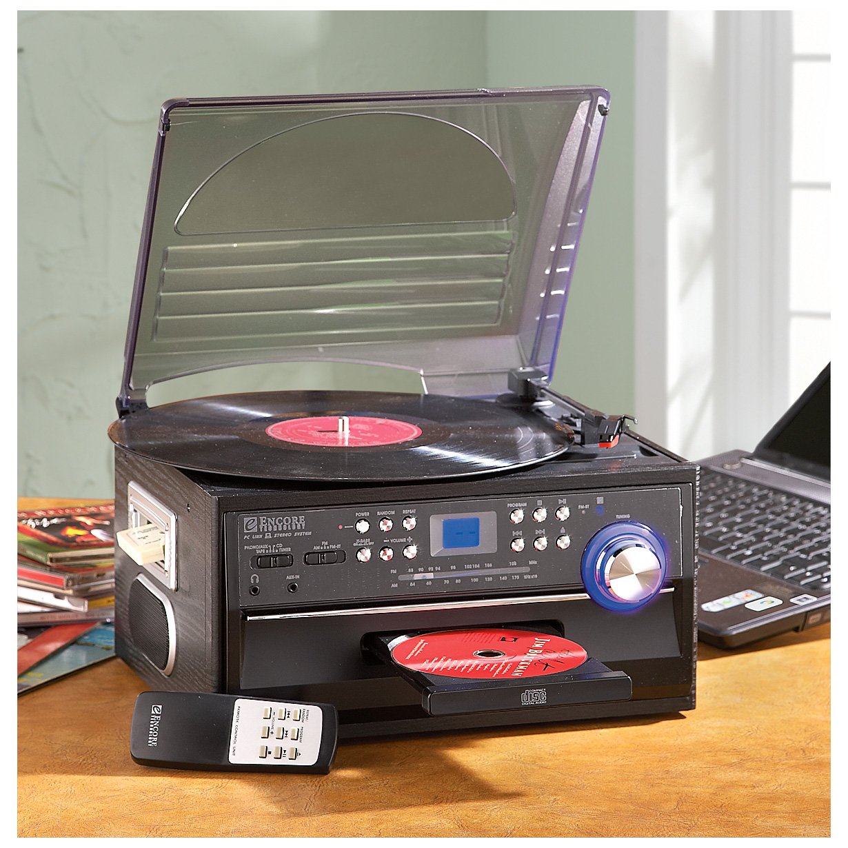 Encore 5in1 Retro Stereo System with Vinyl CD & Cassette Player eBay