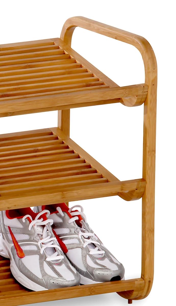 HoneyCanDo SHO01599 Bamboo 3Tier Shoe Shelf