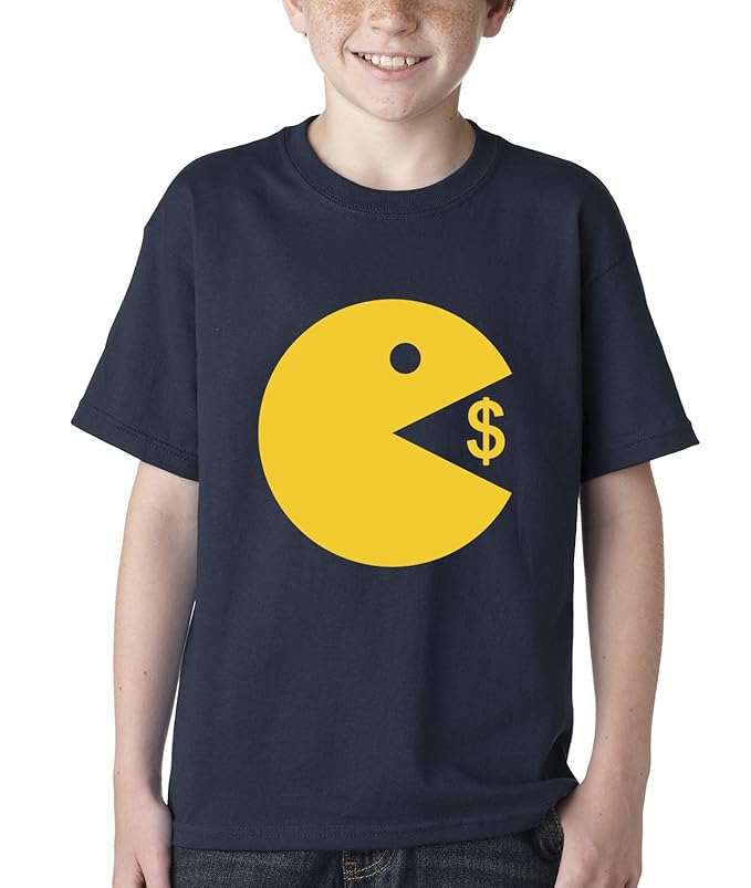 Amazon.com: Expression Tees Paq Man Defeats Money Team Funny ...