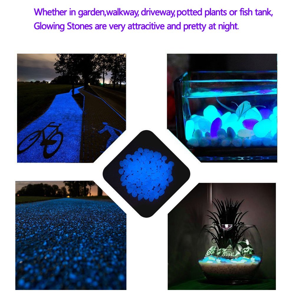 300pcs Glow in the Dark Pebbles for Walkways Décor, Outside Bulk Glow