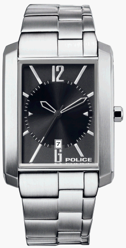 Police Gents Empire Stainless Steel and Black Dial Watch