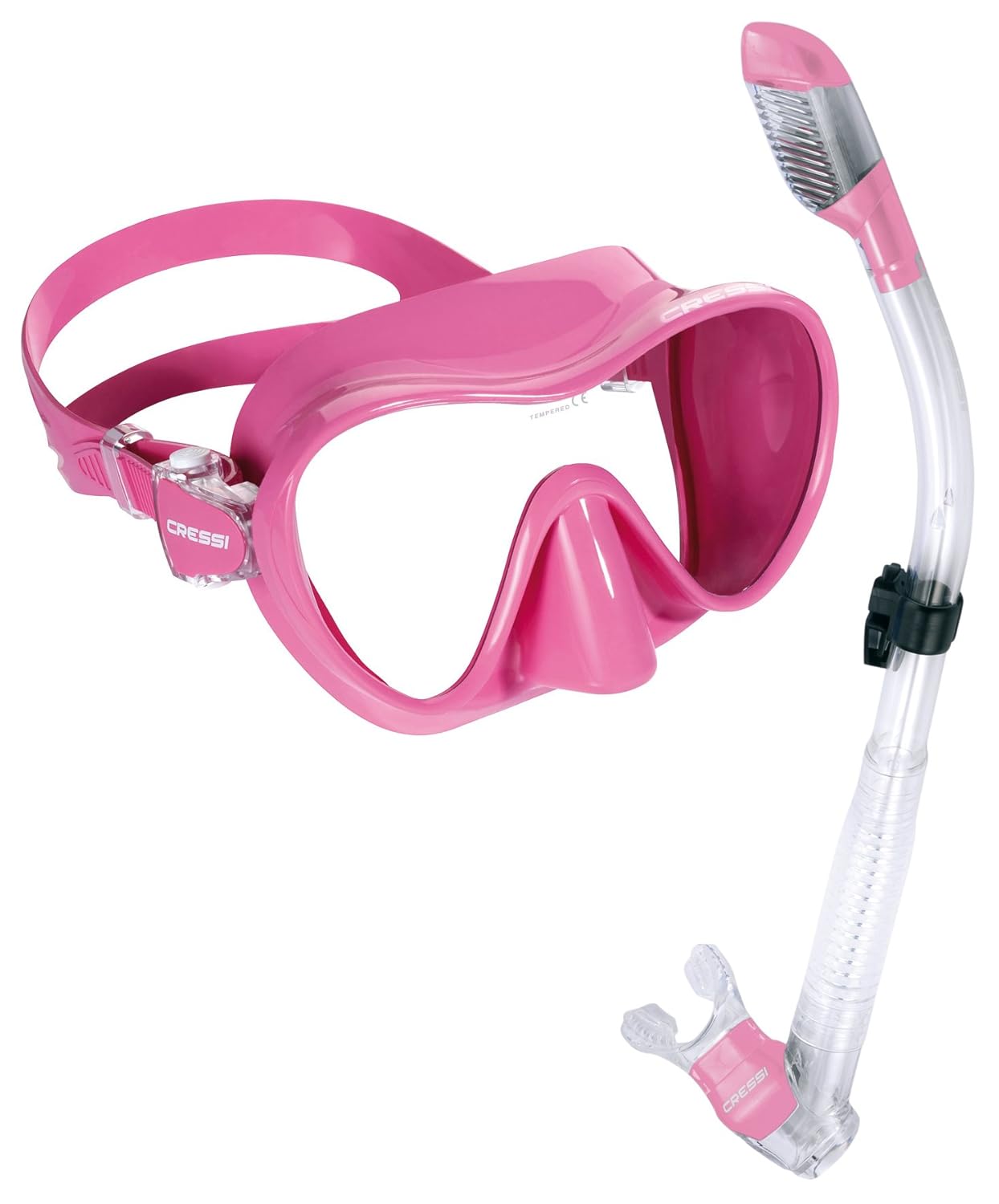 Cressi Frameless Asian Fit Scuba Snorkeling Dive Mask Dry Snorkel Set