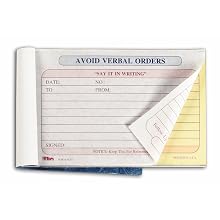 TOPS Avoid Verbal Orders Book, 2-Part, Carbonless, 4.25 x 6.25 Inches, 50 Sheets, White and Canary, (46373)