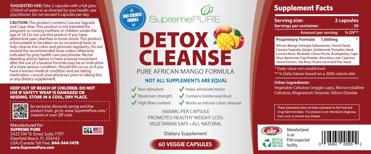 Amazon.com: Supreme Pure Premium Detox Cleanse With African Mango ...