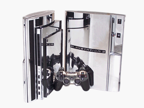 PlayStation 3 Skin (PS3) - NEW - SILVER CHROME MIRROR system skins faceplate decal mod
