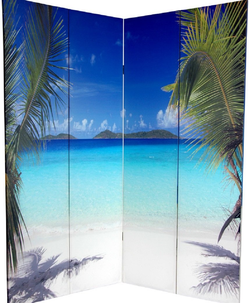 Beach-themed 4 Panel Folding Double Sided Room Divider Rendered on Canvas with Spruce Frames (Blue Color Tones)
Beach-themed 4 Panel Folding Double Sided Room Divider Rendered on Canvas with Spruce Frames (Blue Color Tones)