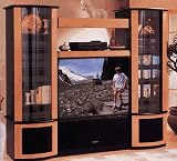 Entertainment Center Fresno Collection for Rear Projection TV - Black & Aubergine Ash