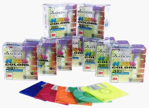 Imation 3.5 DS-HD IBM PC Formatted (Neon Colors, 10-Pack)