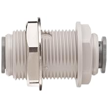 John Guest Acetal Copolymer Push-To-Connect Tube Fitting, Bulkhead Union, Tube OD (Pack of 10)