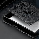 Black Croco Leather Letter Tray with Cover