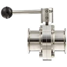 Dixon B5101S200CC-A Stainless Steel 316L Butterfly Valve with Pull Handle and Silicone Seal, 2" Tube OD