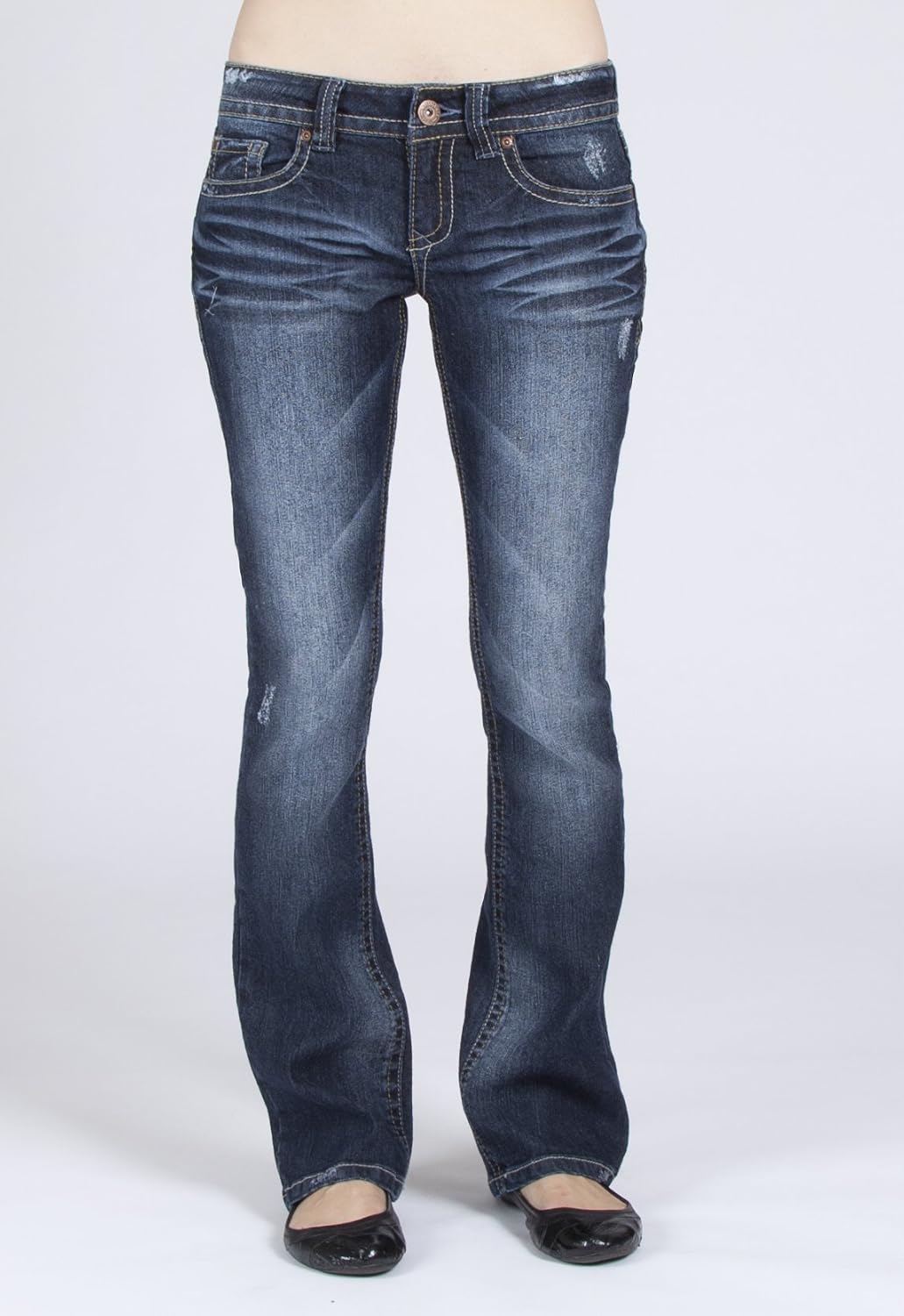 1HR1310-480-13 Wallflower Junior Legendary Bootcut Jeans in Dark Sandblast Size: 13