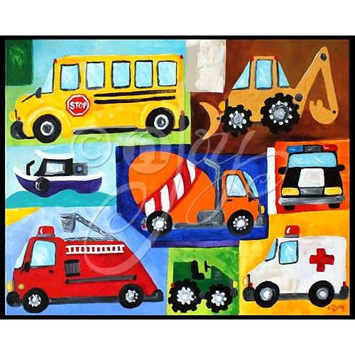 20x16 Transportation Art Print. Truck themed art for boys room decor by nJoyArt.