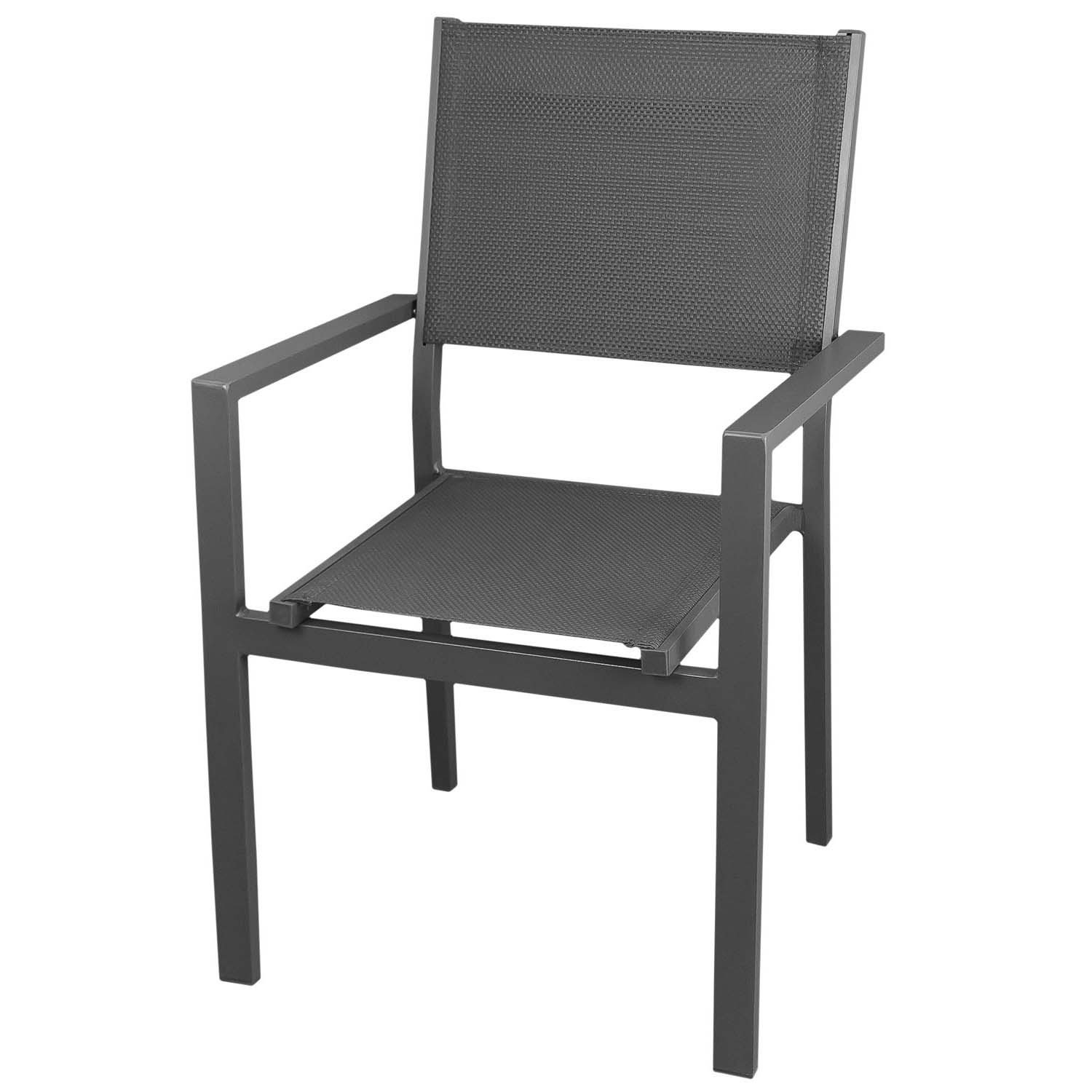 Stapelbarer Gartenstuhl Aluminium mit 4x4 Textilenbespannung Grau