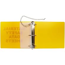 Brady 2025 3" Diameter Rings, Polyethylene, Red On Yellow Color Standard MSDS Binder, Legend "Material Safety Data Sheets"