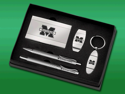 University of Michigan - Gift Set with Pens, Keychain & Money Clip - Laser Engraved