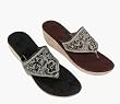 Wedge Heel Thong Sandals with Floral Cut-out Design by ESNY