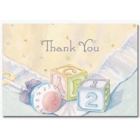 Baby Blocks and Quilt Thank You Note Card and Envelope 24 sets by Lenmar