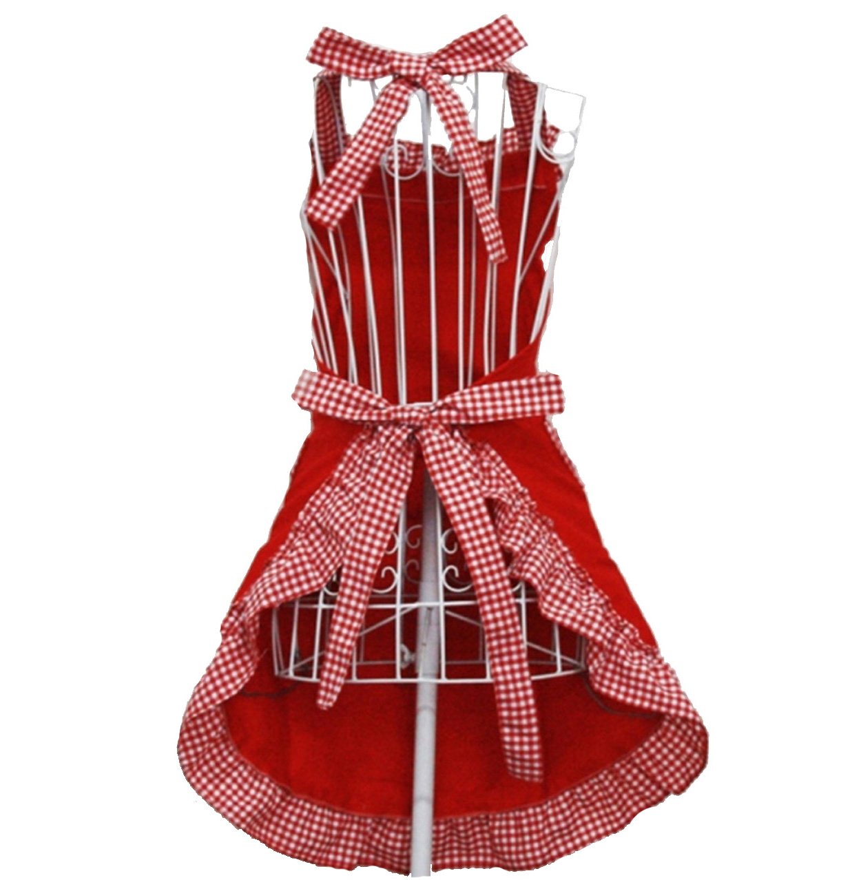 Hyzrz Cute Red Cotton Flirty Womens Aprons Fashion for Girls Vintage