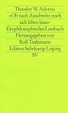 Ob nach Auschwitz noch sich leben lasse: Ein philosophisches Lesebuch (edition suhrkamp) - Theodor W. Adorno
