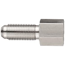 Brennan 2705-04-06-SS, Stainless Steel JIC Tube Fitting, 04FP-06MJ Bulkhead Adapter, 3/8" Tube OD x 1/4-18 NPTF Female