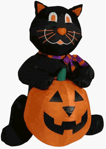 4 ft Tall' Airblown Inflatable Black Cat with Pumpkin