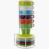 from Present Time UK PT Espresso Set Flower Patchwork Tower Ceramic (Model HM0212)