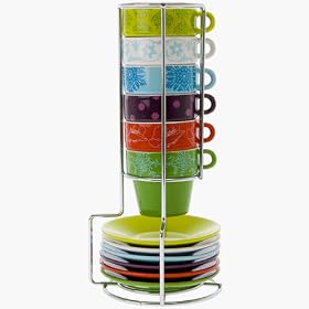 Present Time  Espresso set Flower Patchwork tower ceramic