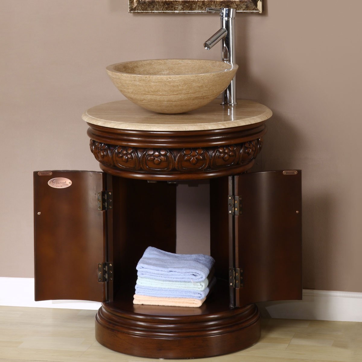 24" Bathroom Furniture Travertine Top Single Sink Vanity 160T