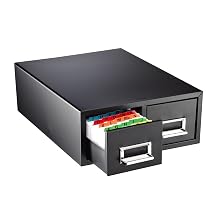 STEELMASTER Small Double Card File Drawer, Fits 3 x 5 Cards, 3000 Card Capacity, 12.31 x 5.19 x 16 Inches, Black (263F3516DBLA)