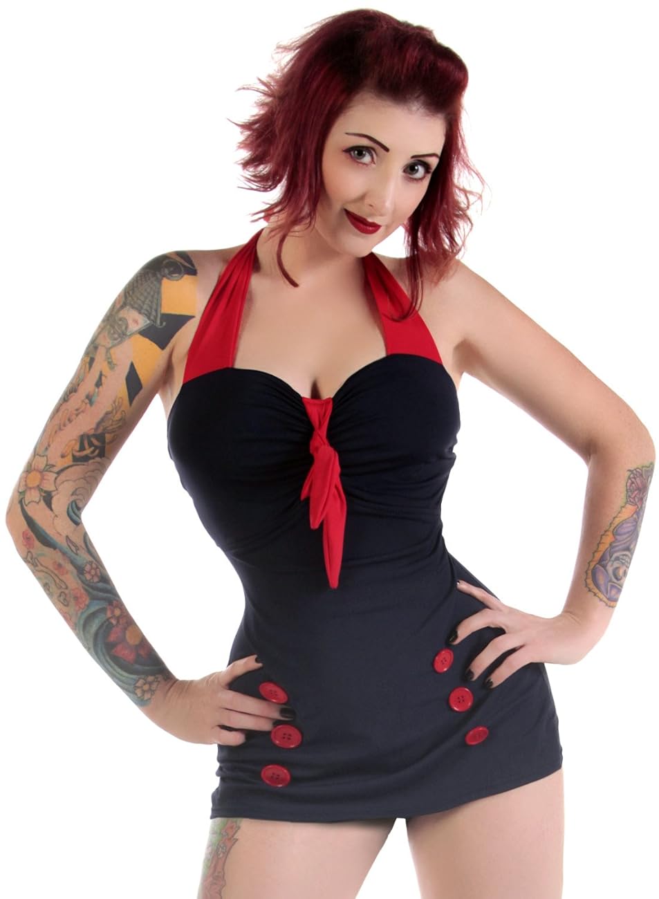 Women's Bow Front Vintage Pin up Rockabilly Swimsuit