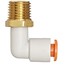 SMC KQ2L07-35A PBT & Brass Push-to-Connect Tube Fitting, 90 Degree Elbow, 1/4" Tube OD x 1/4" NPT Male