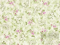 By The Yard KN Green Butterfly Flowers Quilt Fabric