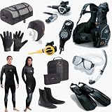 Tusa Warm Water Economy Dive Package,Mask,Wetsuit,Bag Plus