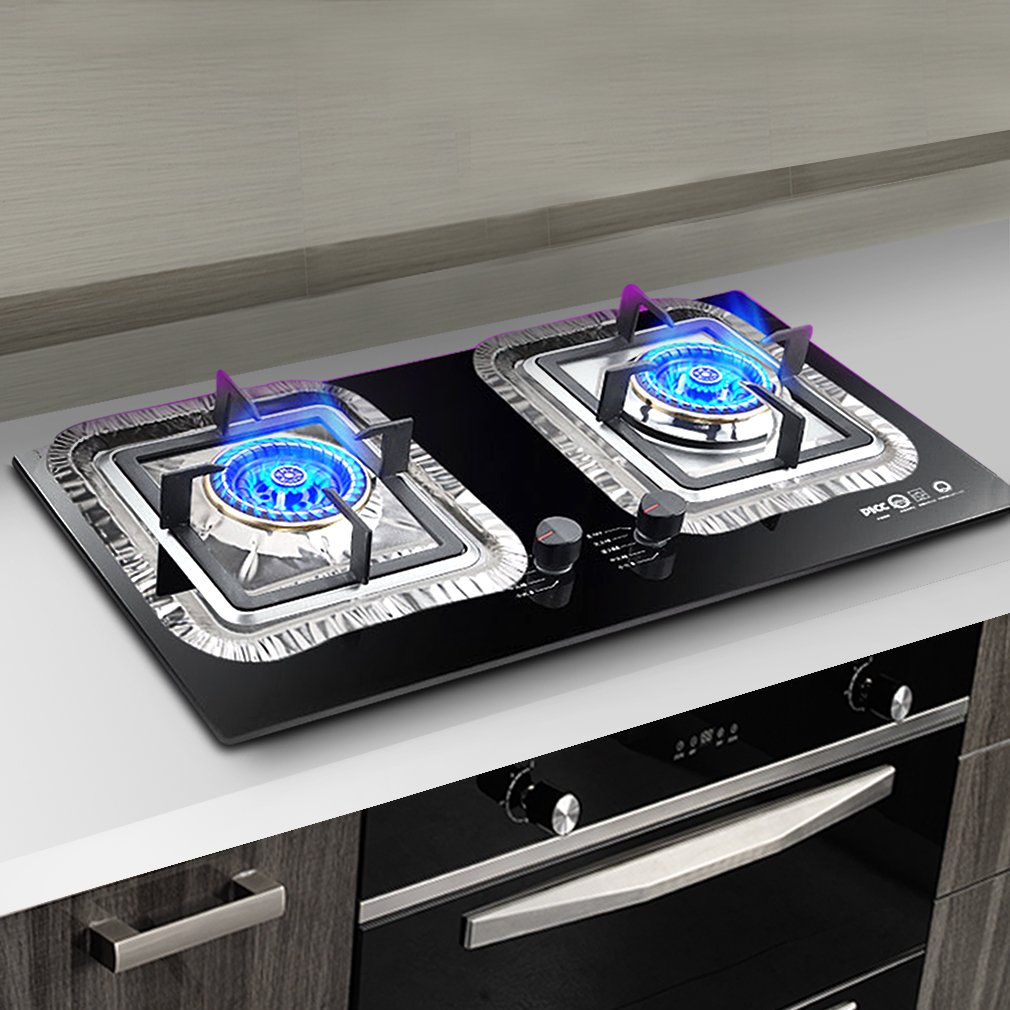 Aprince Stove Burner Covers, 60 Pieces Aluminum Foil Square Gas Stove Burner Covers, Disposable