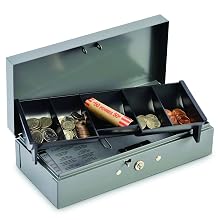 STEELMASTER Locking Steel Bond Box with Cash Tray, Includes Keys, 10.25 x 2.88 x 4.75 Inches, Gray (2212CBTGY)