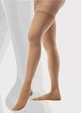 Jobst Relief Thigh High 15-20 Stockings with Silicone Dot Band - Open Toe, Available in Various Sizes, Small - Beige