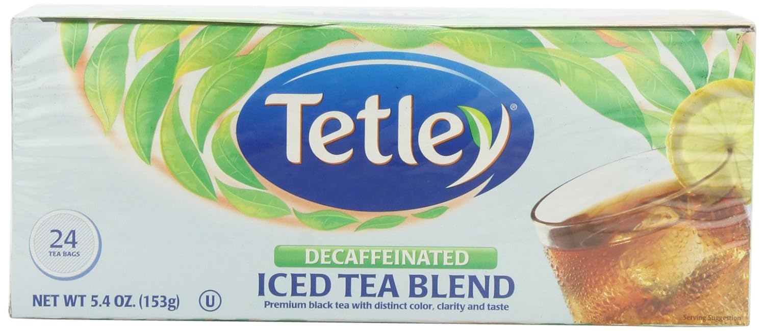 Tetley Naturally Decaffeinated Iced Tea Blend, Family Size, 24Count