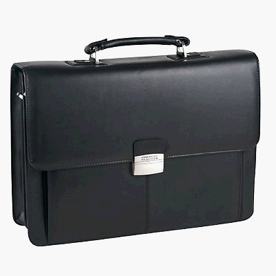 Kenneth Cole Reaction Business and Luggage Double Gusset Leather Flapover Portfolio Black