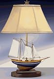 Complements 10260BESB Handpainted Maritime Resin with Linen Sails Table Lamp with Beige Shade