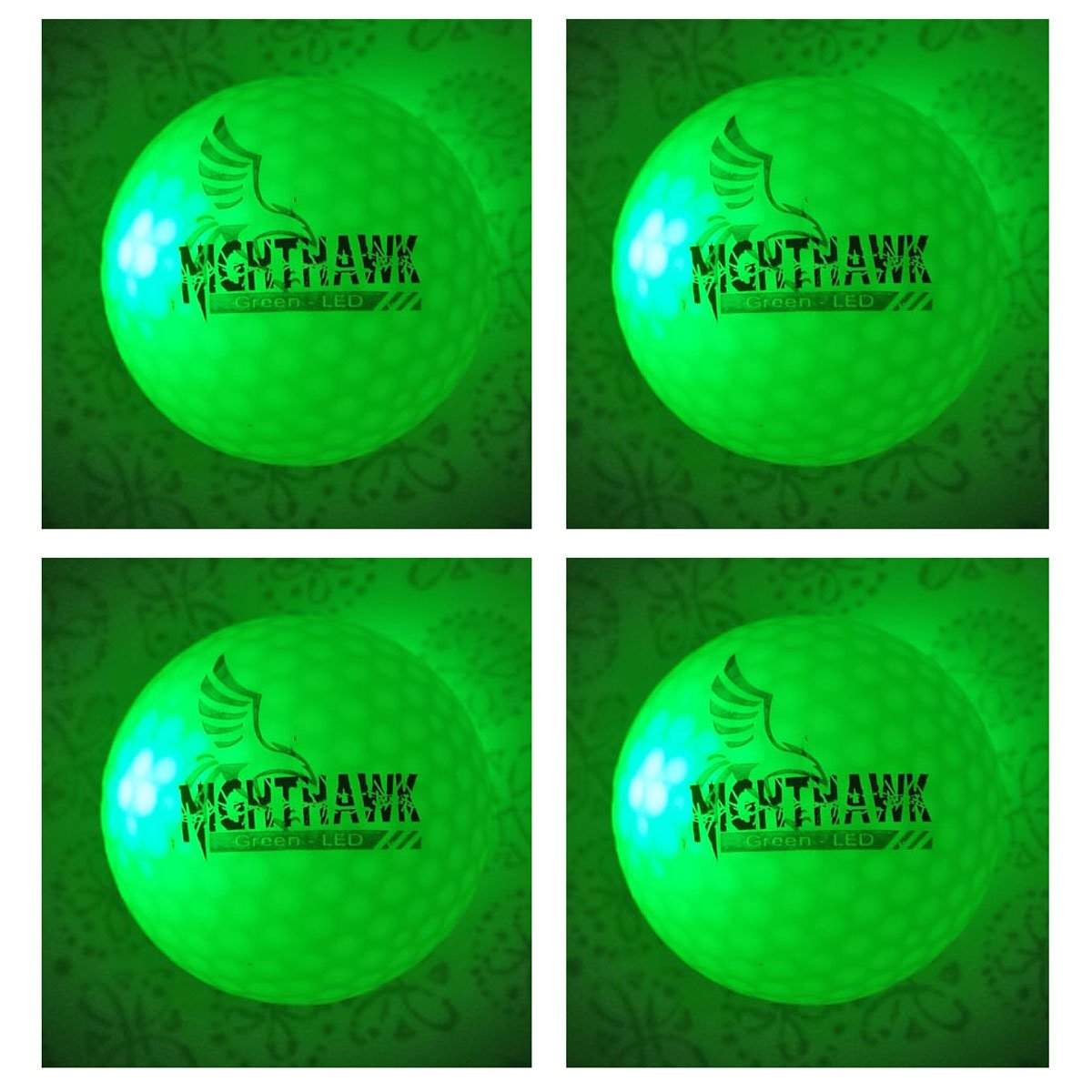 4 NEW Green Nighthawk LED Light Up Golf Balls Night Super bright Glow