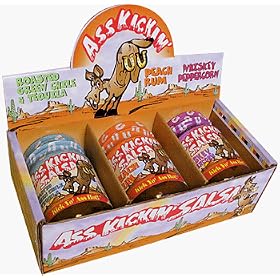 Ass Kickin Salsa Gift Box - Our 3 flavored salsas together in one set! Ass Kickin Green Chile and Tequila, Whiskey Peppercorn, and Peach Rum. Together, a combination that can't be found hotter or tastier 'round these parts!