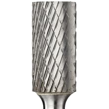 PFERD Cylindrical Carbide Bur, Long-Length, Uncoated (Bright) Finish, Double Cut, Plain End