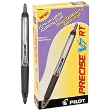 Pilot Precise V7 RT Retractable Rolling Ball Pens, Fine Point, Black Ink, Dozen Box (26067)